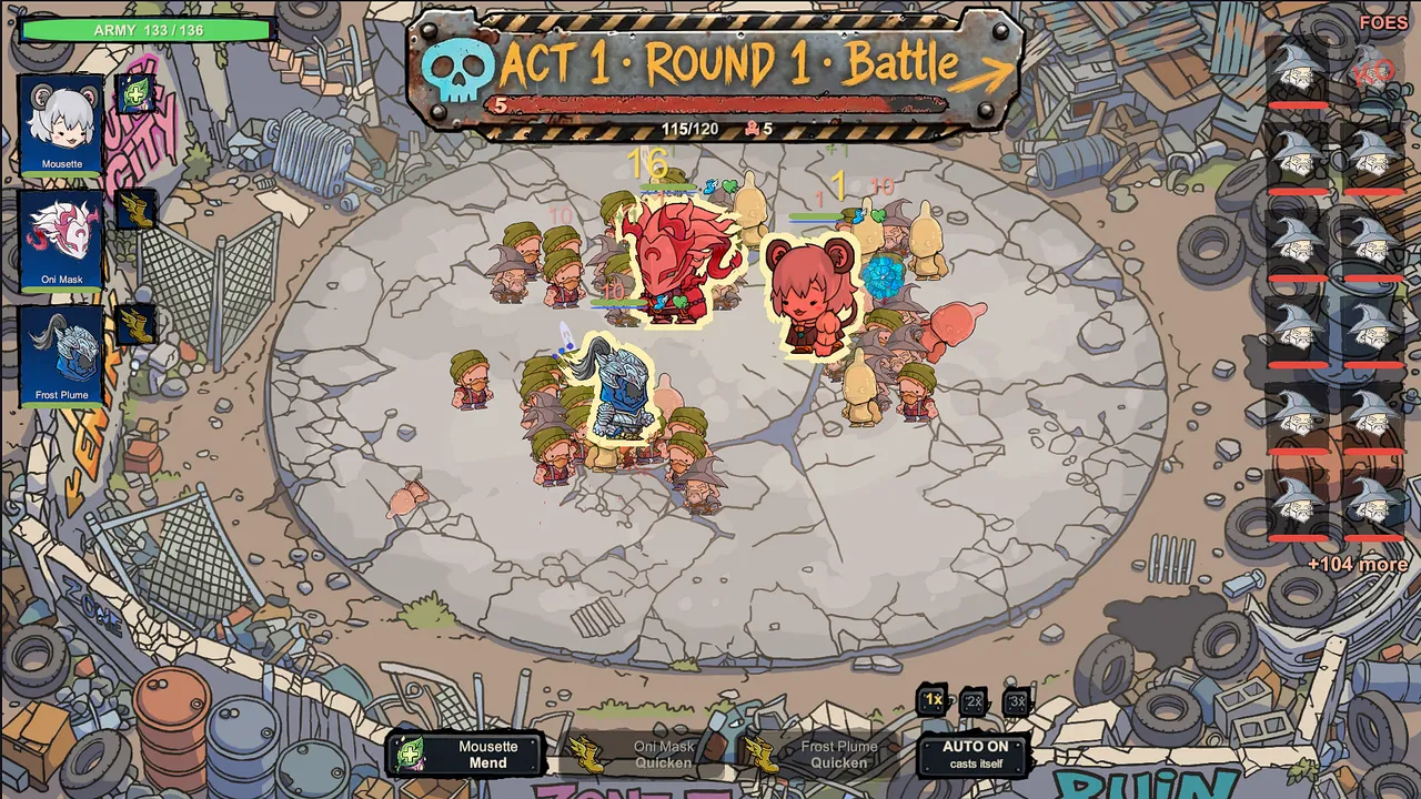 Act 1: three creatures in a ring full of the horde